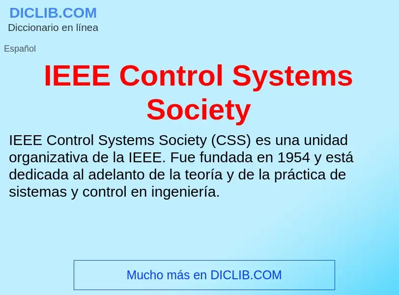 Wat is IEEE Control Systems Society - definition