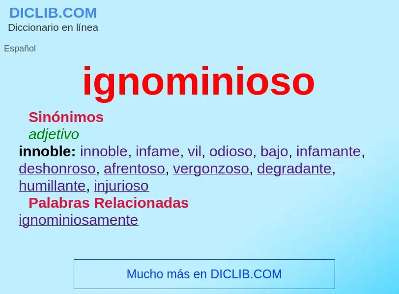 What is ignominioso - definition