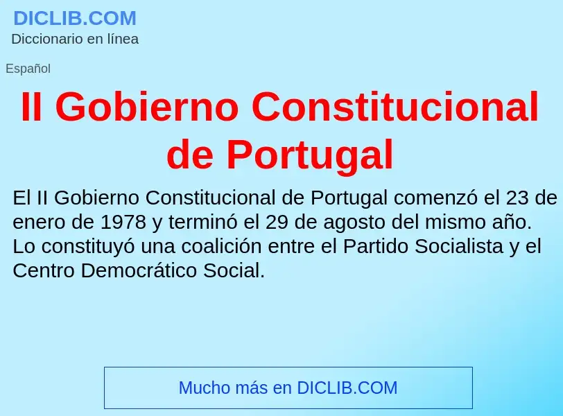 Wat is II Gobierno Constitucional de Portugal - definition