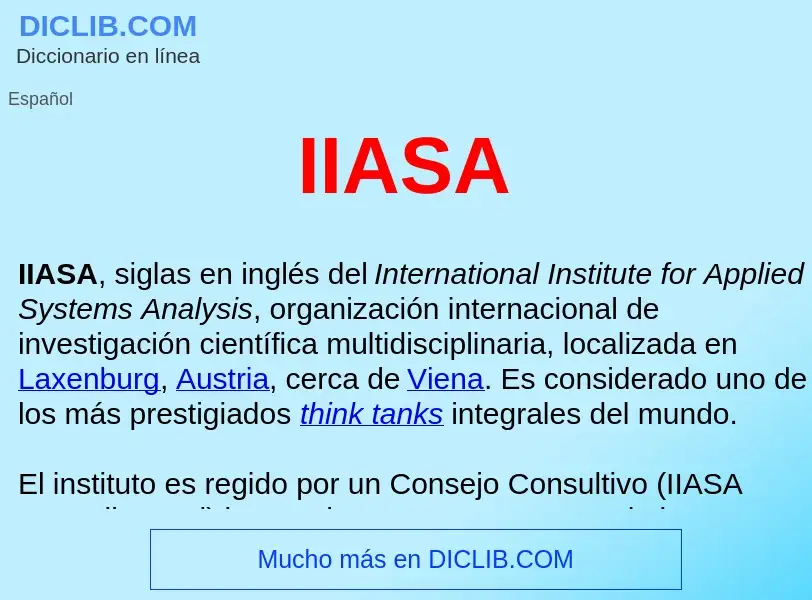 Wat is IIASA  - definition