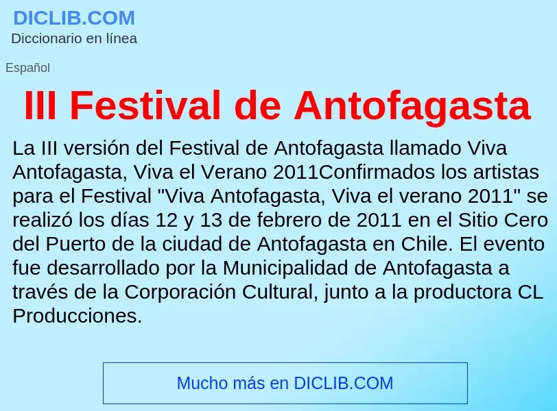 Wat is III Festival de Antofagasta - definition