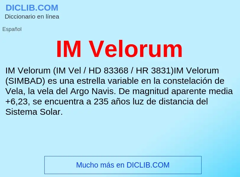 Wat is IM Velorum - definition