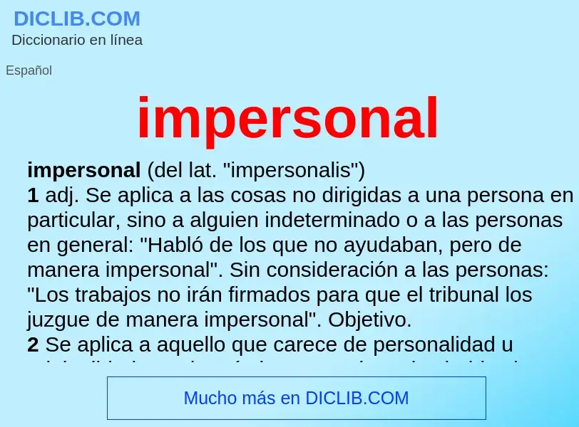 What is impersonal - definition