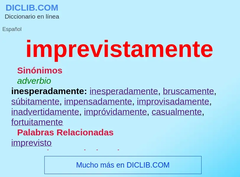 What is imprevistamente - definition