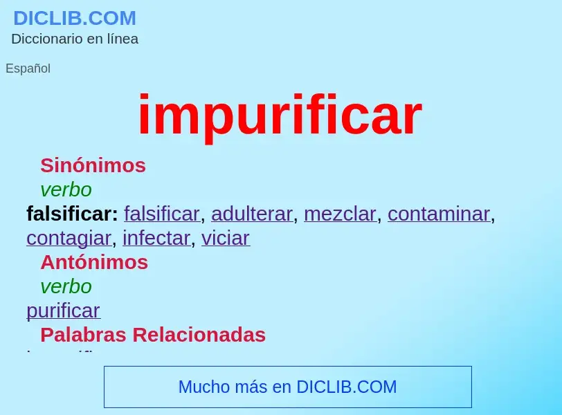 What is impurificar - definition