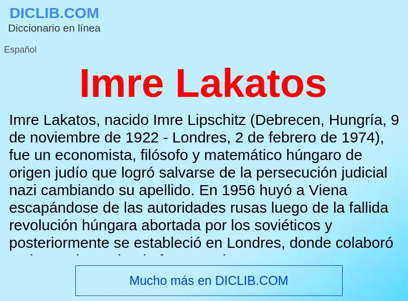 ¿Qué es Imre Lakatos? - significado y definición