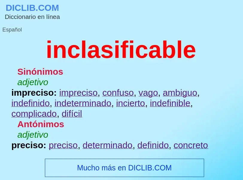 What is inclasificable - definition