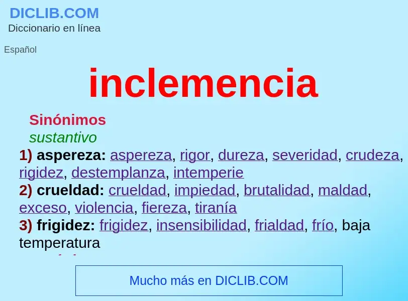 What is inclemencia - meaning and definition