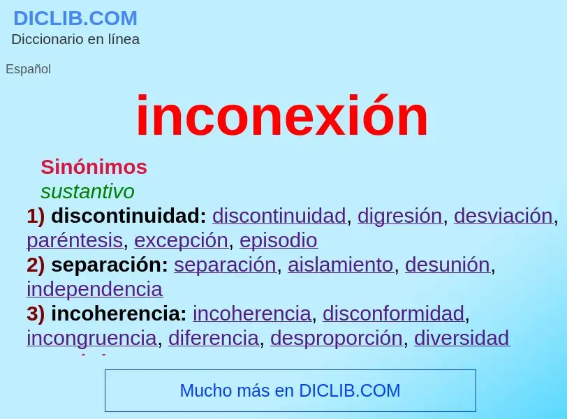 What is inconexión - meaning and definition