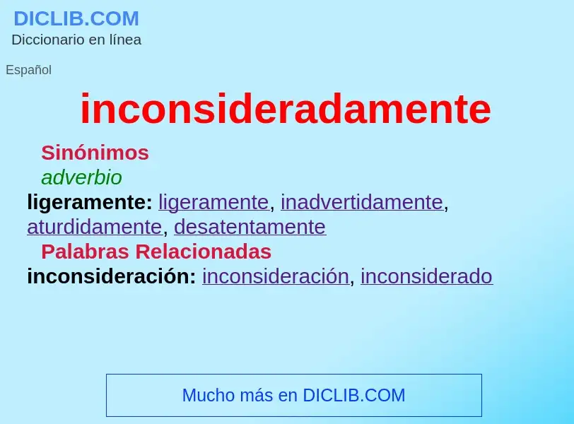 What is inconsideradamente - definition