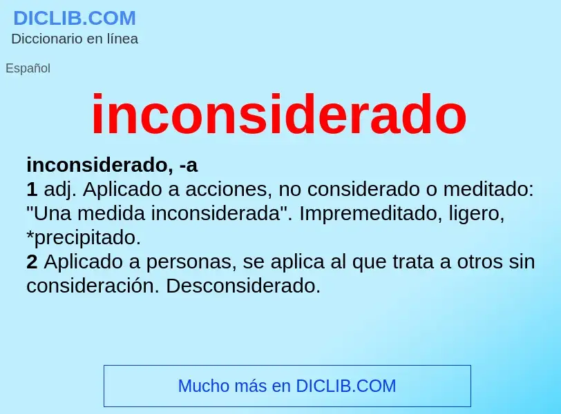 Wat is inconsiderado - definition