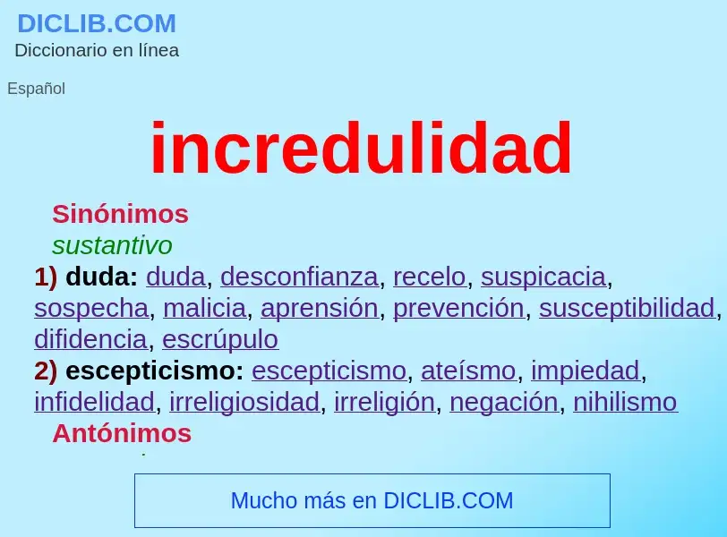 What is incredulidad - meaning and definition