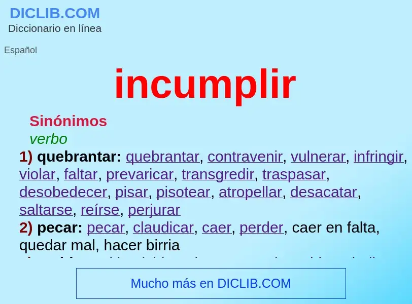 What is incumplir - meaning and definition