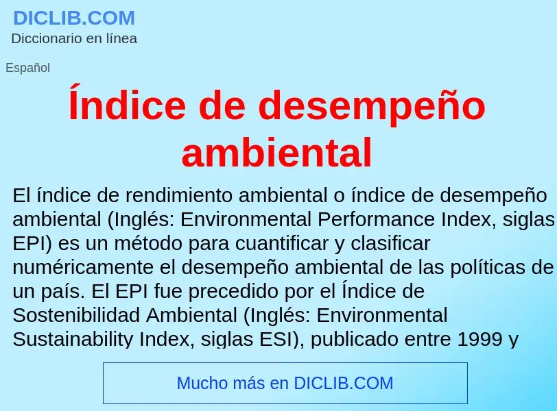 ¿Qué es Índice de desempeño ambiental? - significado y definición