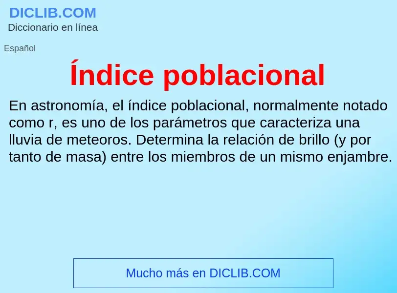 ¿Qué es Índice poblacional? - significado y definición