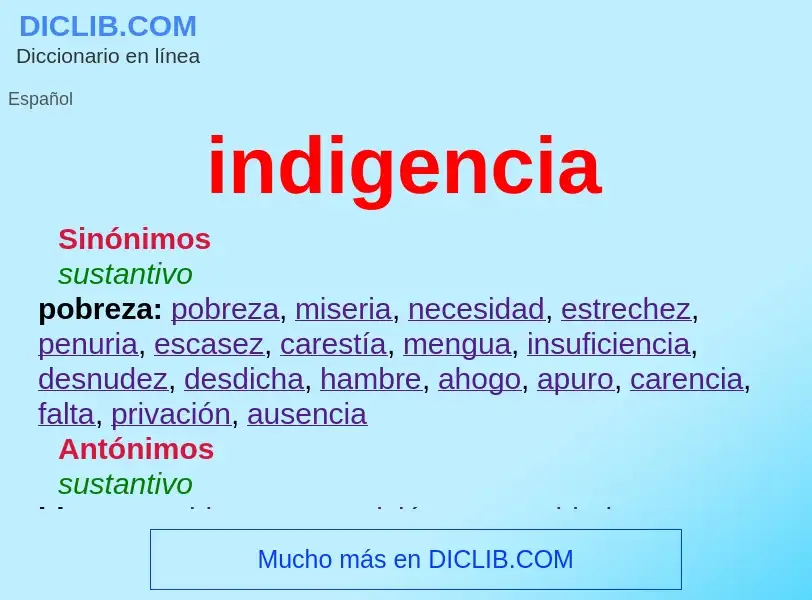 What is indigencia - meaning and definition