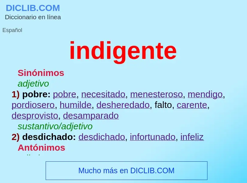 What is indigente - definition