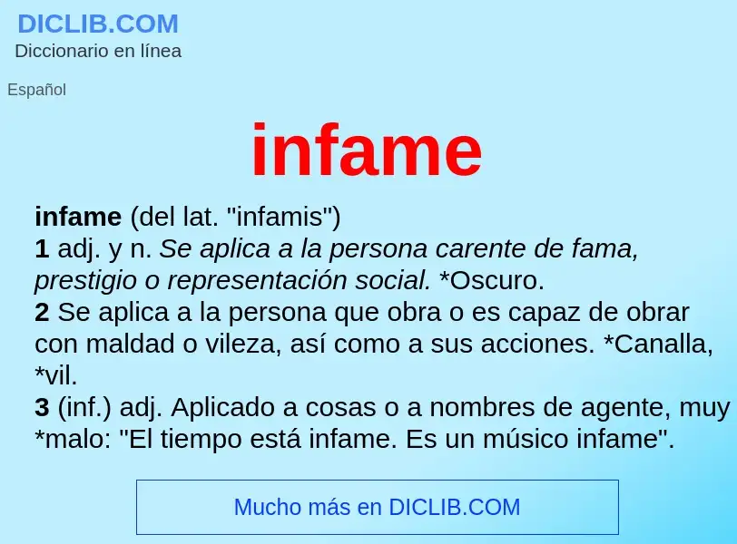 What is infame - meaning and definition