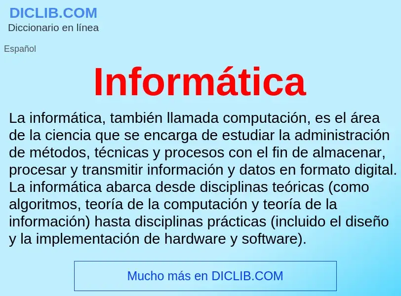 What is Informática - meaning and definition