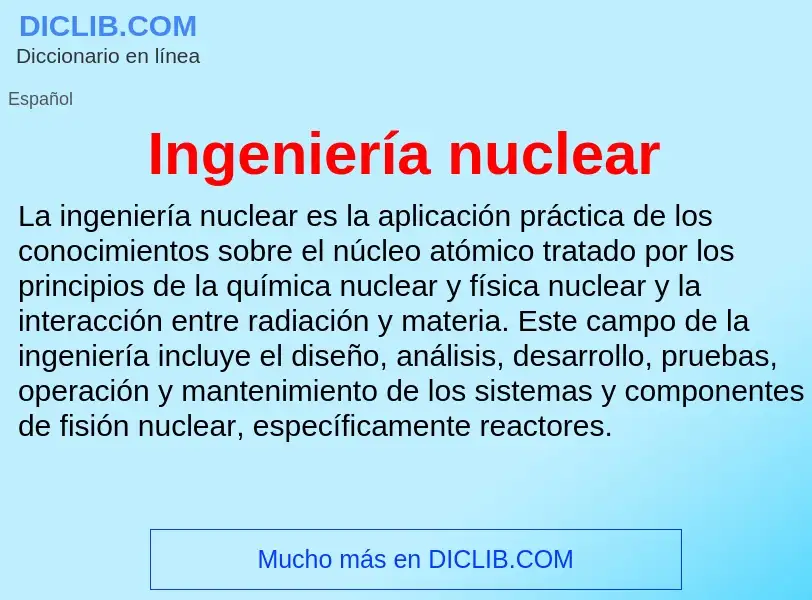 Che cos'è Ingeniería nuclear - definizione