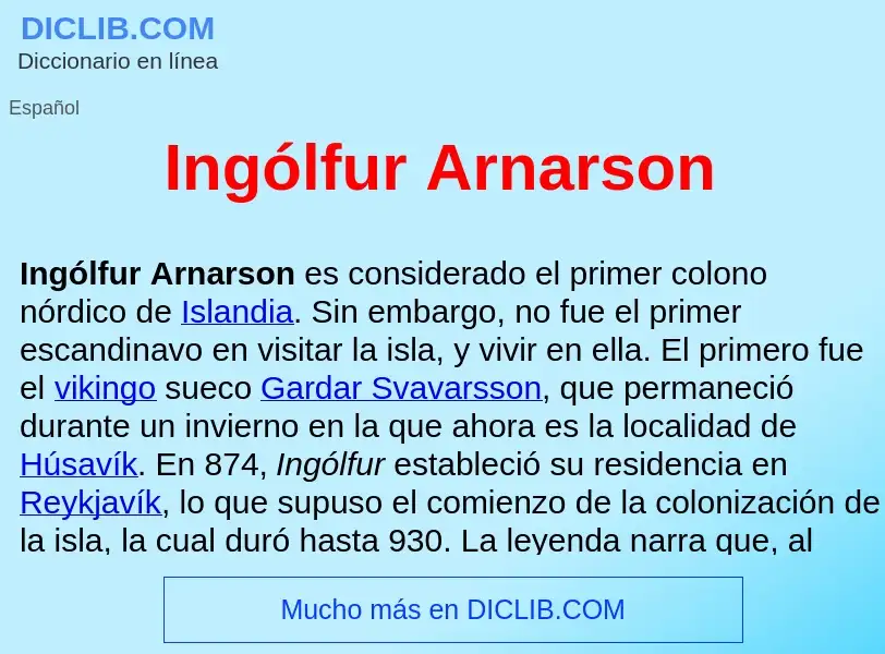 O que é Ingólfur Arnarson  - definição, significado, conceito