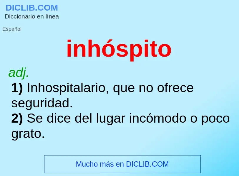 What is inhóspito - meaning and definition