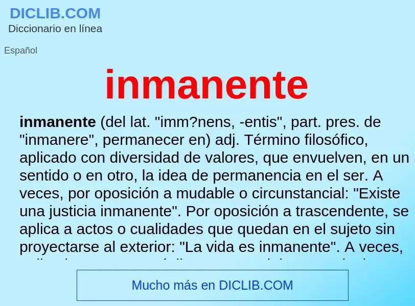 What is inmanente - meaning and definition