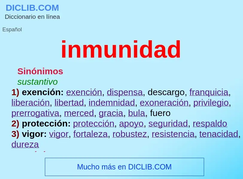 What is inmunidad - definition