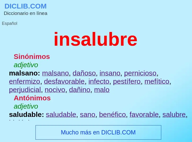 What is insalubre - meaning and definition