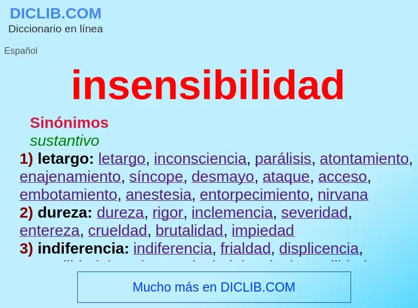 What is insensibilidad - meaning and definition