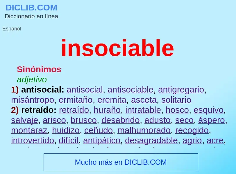 What is insociable - meaning and definition