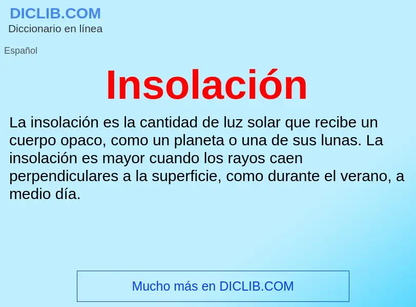 ¿Qué es Insolación? - significado y definición