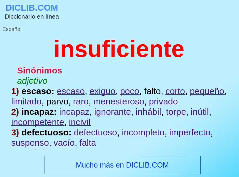 What is insuficiente - meaning and definition