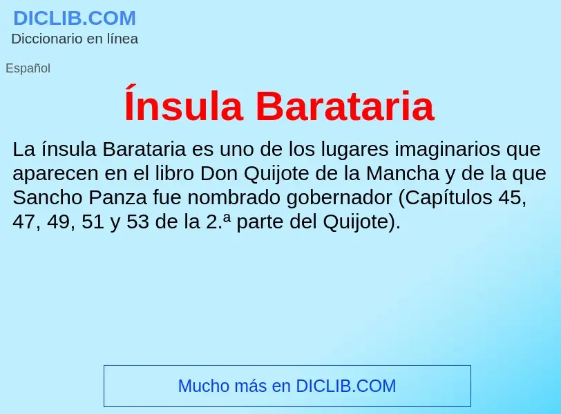 ¿Qué es Ínsula Barataria? - significado y definición