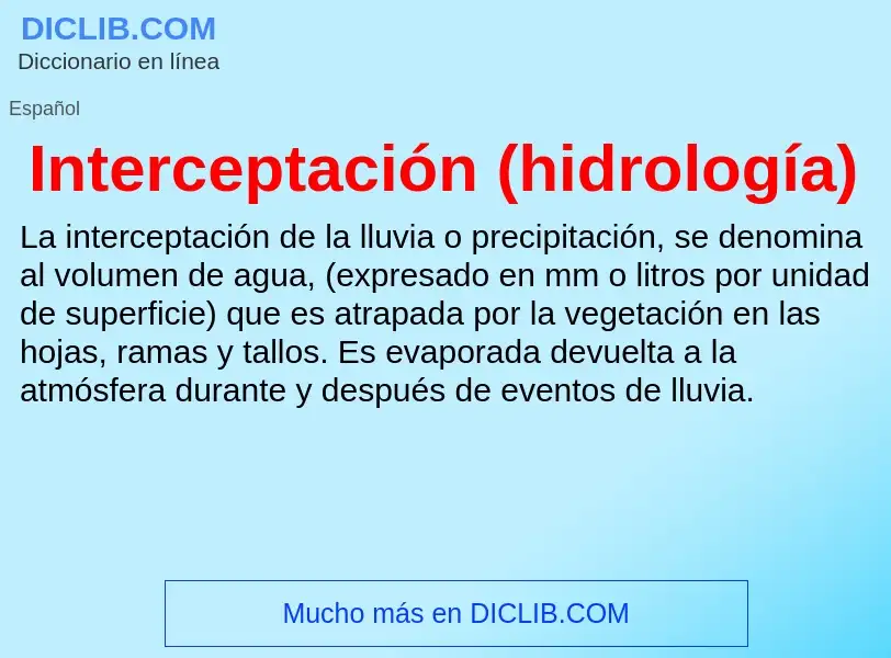 ¿Qué es Interceptación (hidrología)? - significado y definición