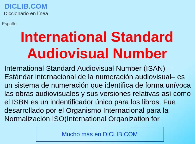 Wat is International Standard Audiovisual Number - definition