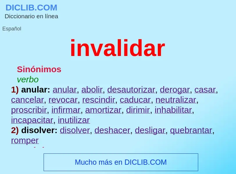 What is invalidar - definition