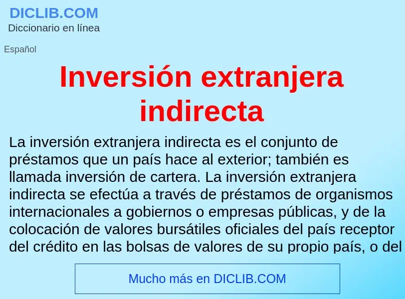 Что такое Inversión extranjera indirecta - определение