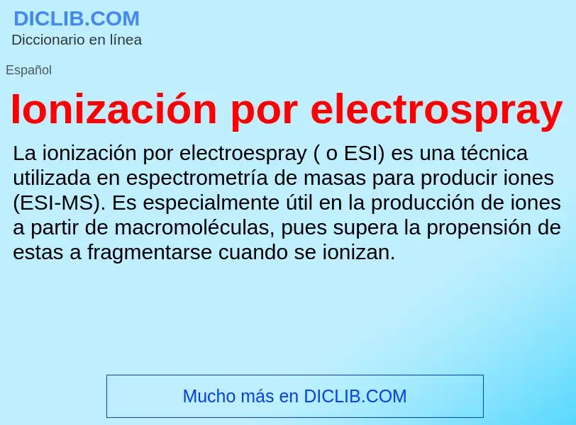 Τι είναι Ionización por electrospray - ορισμός