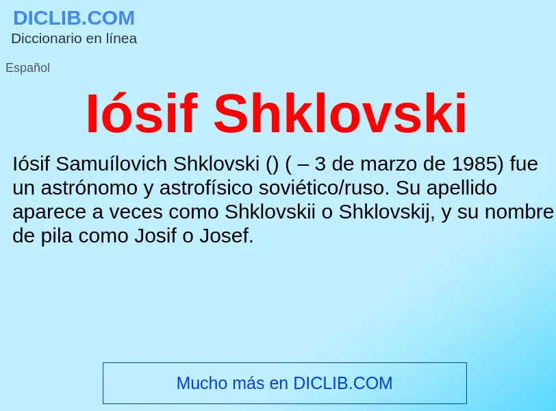 ¿Qué es Iósif Shklovski? - significado y definición