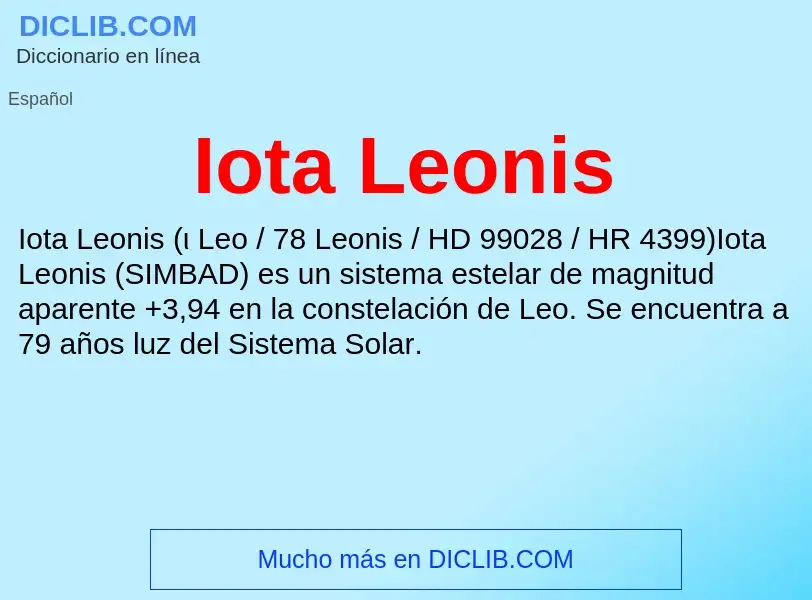 ¿Qué es Iota Leonis? - significado y definición