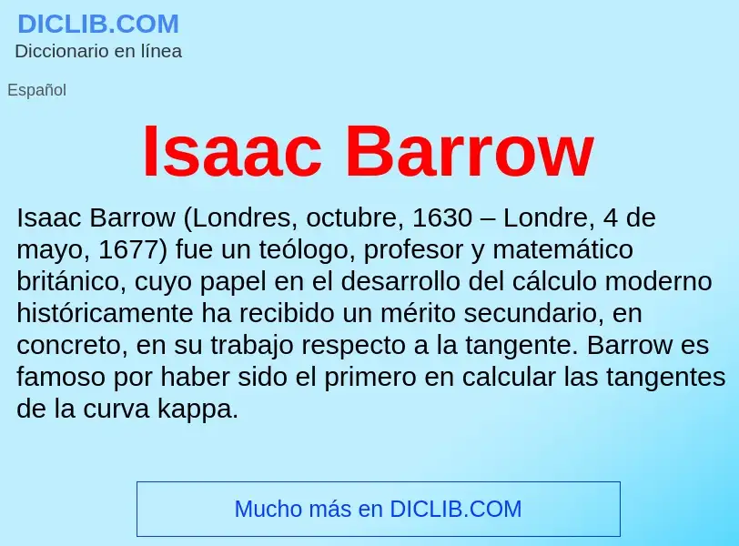 ¿Qué es Isaac Barrow? - significado y definición