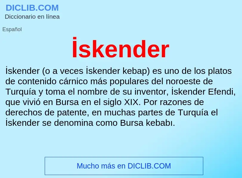 O que é İskender - definição, significado, conceito