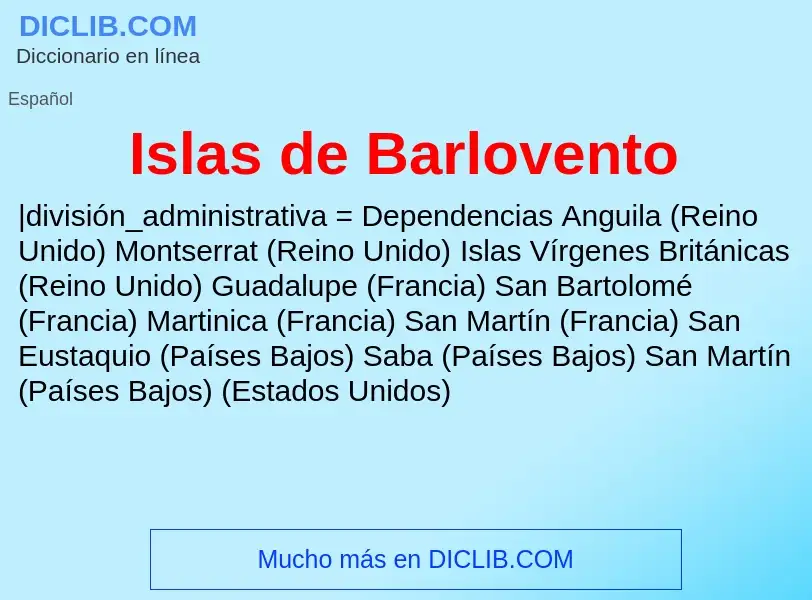 ¿Qué es Islas de Barlovento? - significado y definición