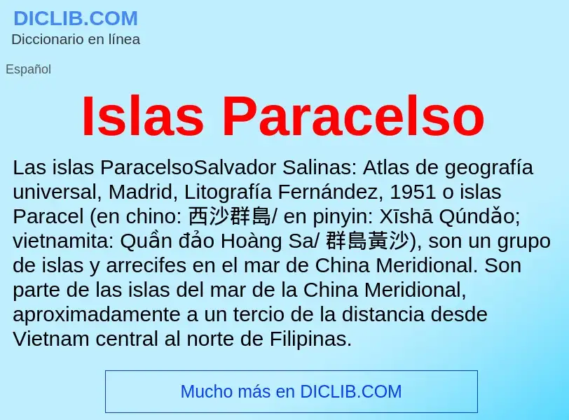 Wat is Islas Paracelso - definition