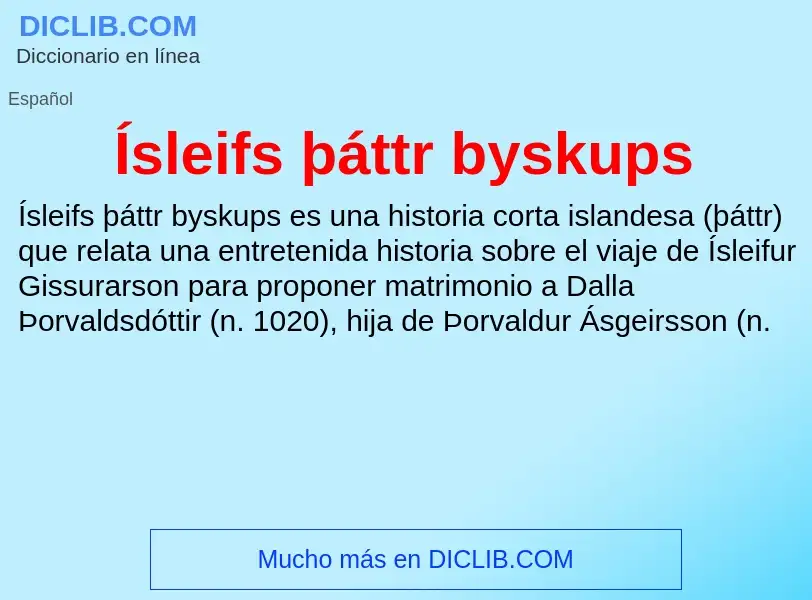 ¿Qué es Ísleifs þáttr byskups? - significado y definición