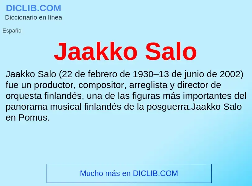 Qu'est-ce que Jaakko Salo - définition