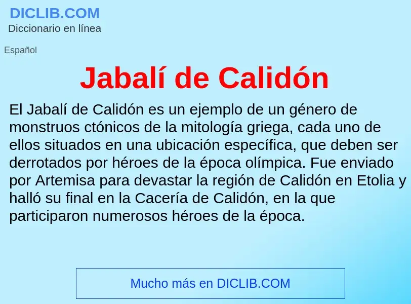 ¿Qué es Jabalí de Calidón? - significado y definición