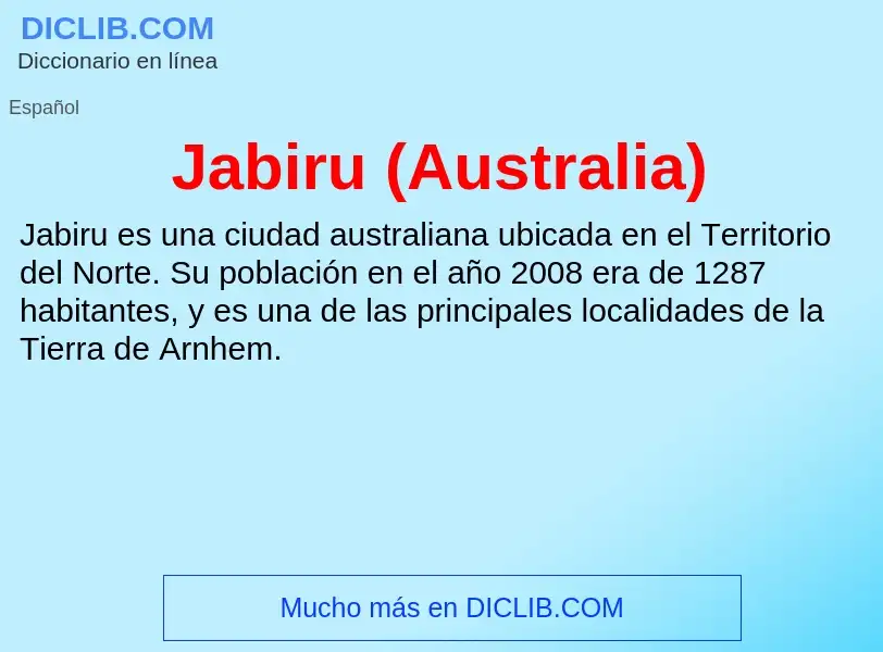 Τι είναι Jabiru (Australia) - ορισμός