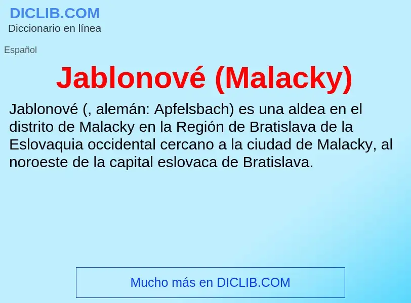 What is Jablonové (Malacky) - definition